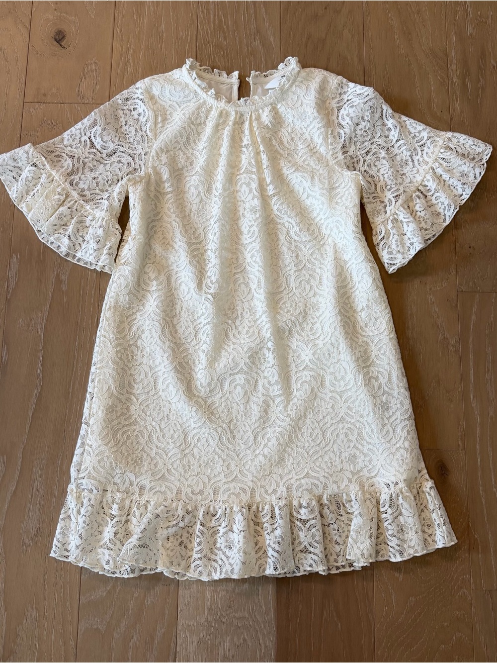 H&M Cream Lace Dress with Ruffle Trim
